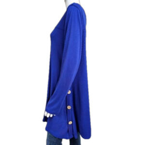 Igenjun Long Sleeve Asymmetrical Hem Tunic With Side Button Detail Size XL